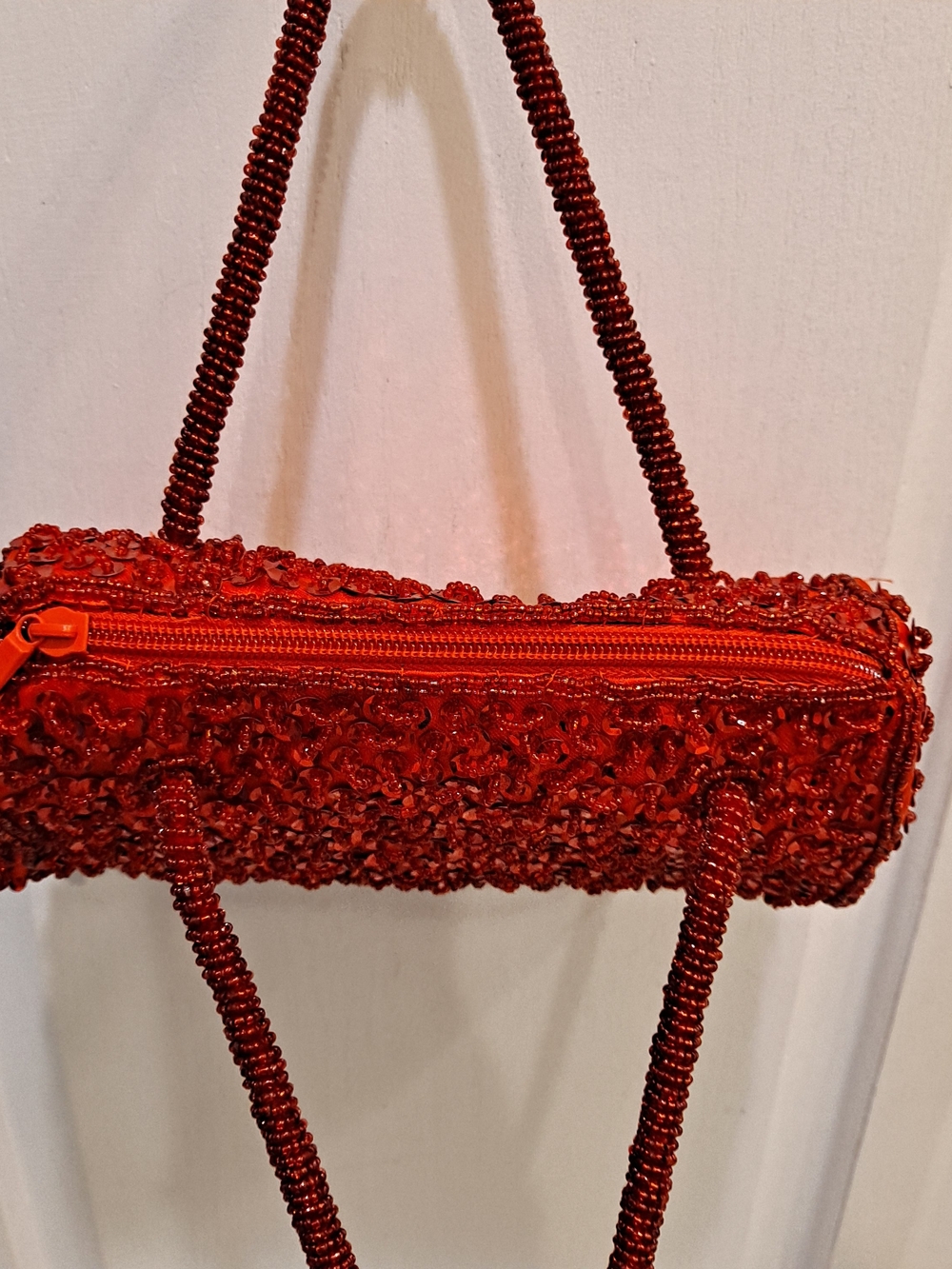 Bijoux Terner Y2k Vintage Cherry Red Sequin Quartz Beaded Mini Top-Handle Bag - Picture 6 of 14
